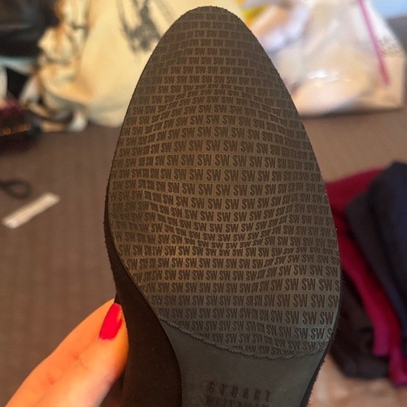 Stuart Weitzman Black Suede chunkier heal size 8.5 - Picture 7 of 12
